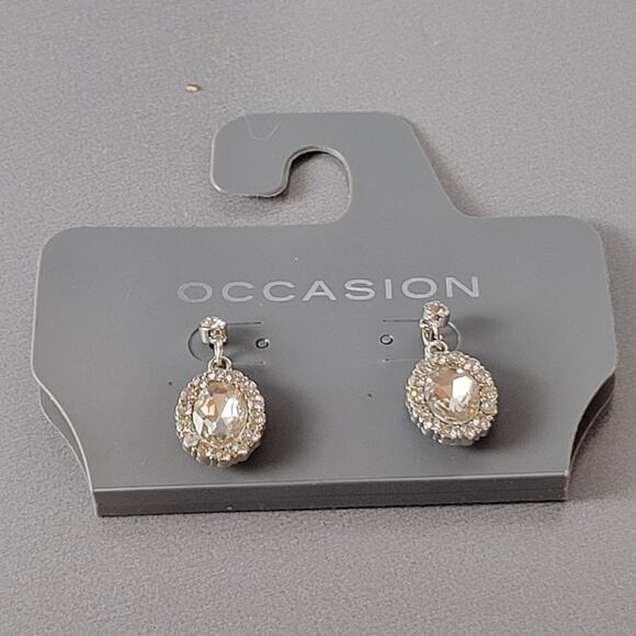 Clear Faux Crystal Drop Earring by Occasion New on Card Rhinestones Prom Wedding - Picture 9 of 12